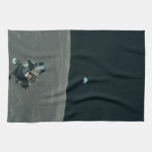 アポロ月着陸船と月の地球の上昇 キッチンタオル (横)