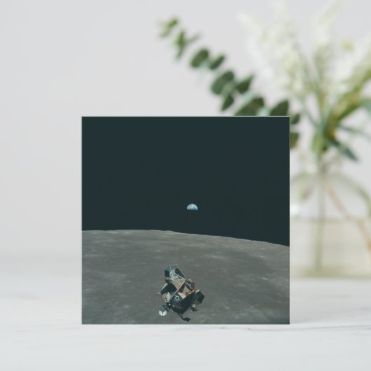 アポロ月着陸船と月の地球の上昇 サンキューカード (スタンド正面)
