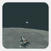 アポロ月着陸船と月の地球の上昇 スクエアシール (正面)