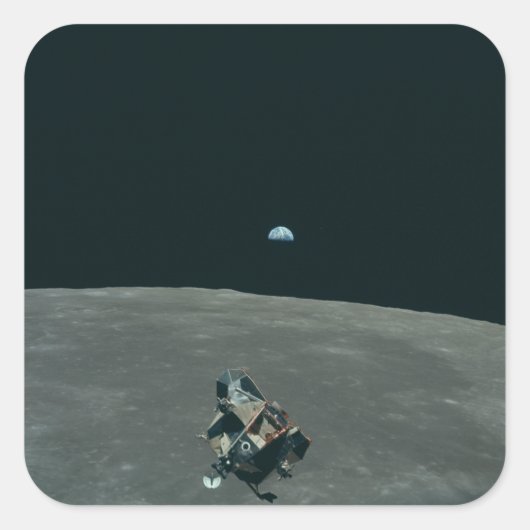 アポロ月着陸船と月の地球の上昇 スクエアシール (正面)