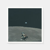 アポロ月着陸船と月の地球の上昇 スタンダードカクテルナプキン (正面)