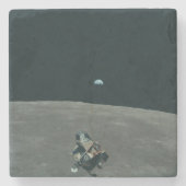アポロ月着陸船と月の地球の上昇 ストーンコースター (正面)