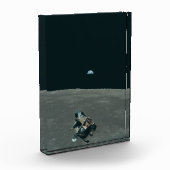 アポロ月着陸船と月の地球の上昇 フォトブロック (左)