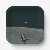 アポロ月着陸船と月の地球の上昇 ペーパープレート (正面)