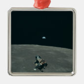 アポロ月着陸船と月の地球の上昇 メタルオーナメント (正面)
