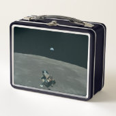 アポロ月着陸船と月の地球の上昇 メタルランチボックス (正面)