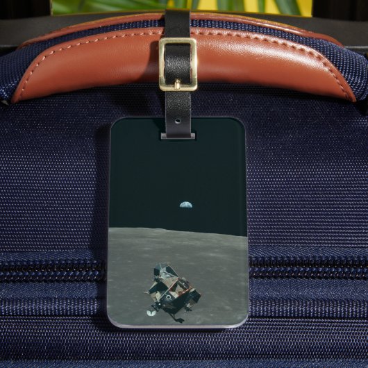 アポロ月着陸船と月の地球の上昇 ラゲッジタグ (正面インサイチュ2)