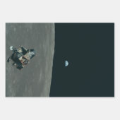 アポロ月着陸船と月の地球の上昇 ラッピングペーパーシート (正面2)