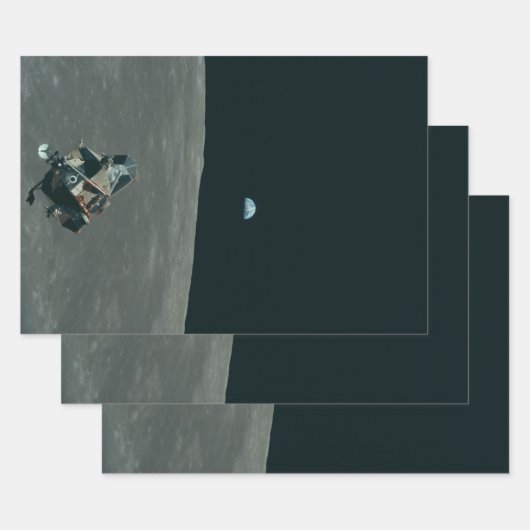 アポロ月着陸船と月の地球の上昇 ラッピングペーパーシート (セット)