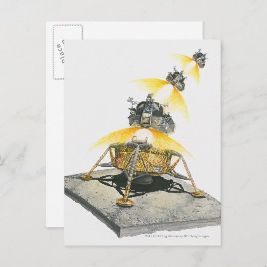 アポロ11イーグルモジュールが月から離陸 ポストカード (正面/裏面)