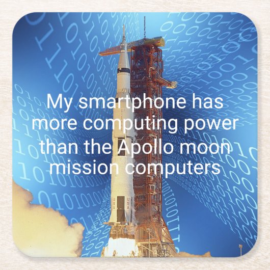 アポロ11コンピューティング能力 スクエアペーパーコースター (正面)