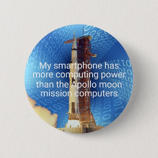 アポロ11コンピューティング能力 缶バッジ (正面)