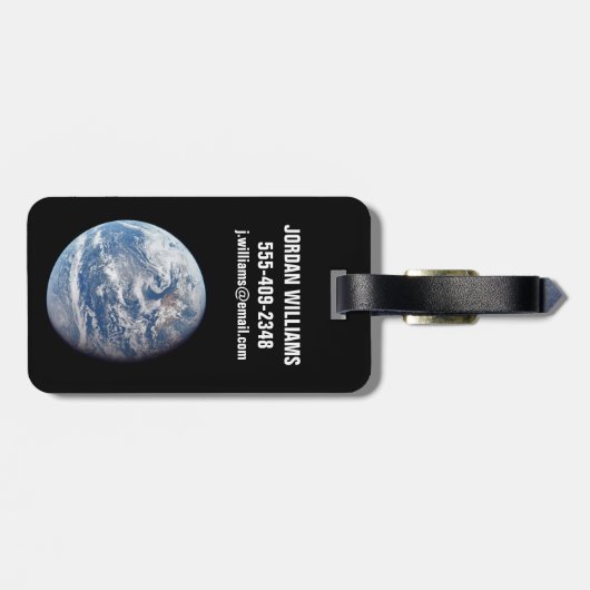 アポロ11号の乗組員によって撮影された惑星の地球。 ラゲッジタグ (裏面横)