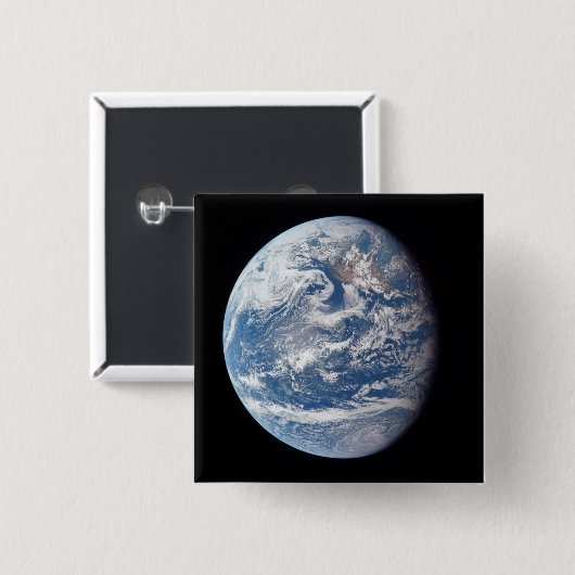アポロ11号の乗組員によって撮影された惑星の地球。 缶バッジ (正面&裏面)