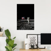 アポロ11号のNASA月面画像 - バズ・オールドリンと国旗 ポスター (ホームオフィス)
