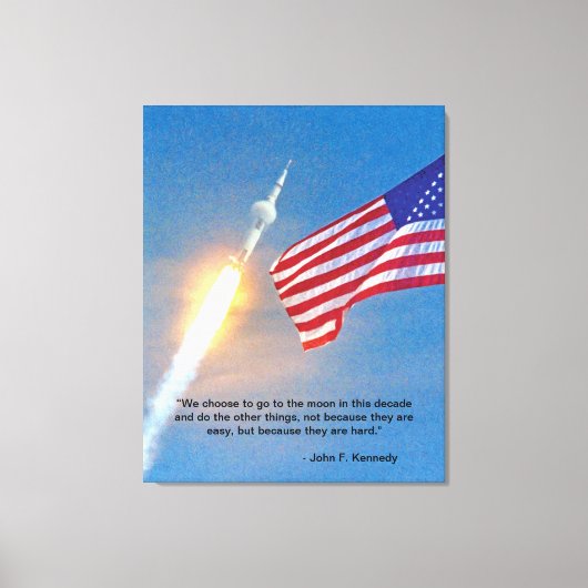アポロ11号アメリカ国旗の発射 キャンバスプリント (正面)