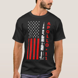 アポロ11土星VロケットUSA国旗 Tシャツ