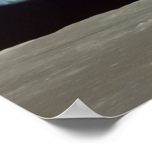 アポロ11月の上に昇る地球の眺め ポスター (角)