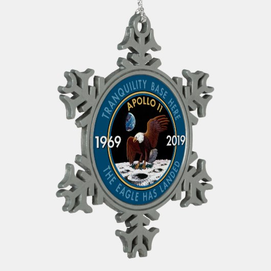 アポロ11第50記念日の代表団パッチの記章 スノーフレークピューターオーナメント (左)