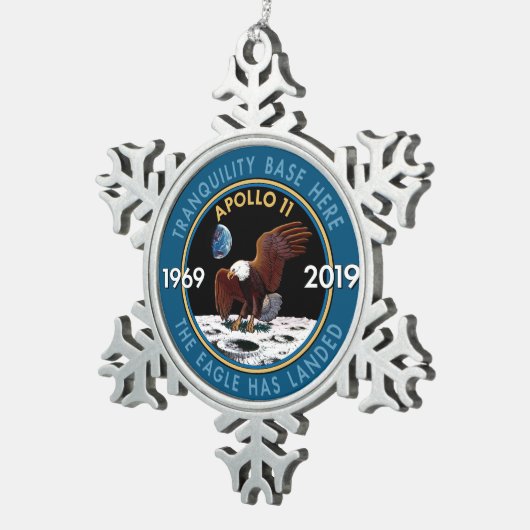 アポロ11第50記念日の代表団パッチの記章 スノーフレークピューターオーナメント (右)