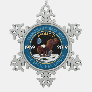 アポロ11第50記念日の代表団パッチの記章 スノーフレークピューターオーナメント