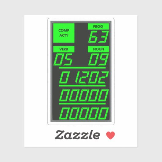 アポロ11 DSKYディスプレイ、アラームコード1202 シール (シート)