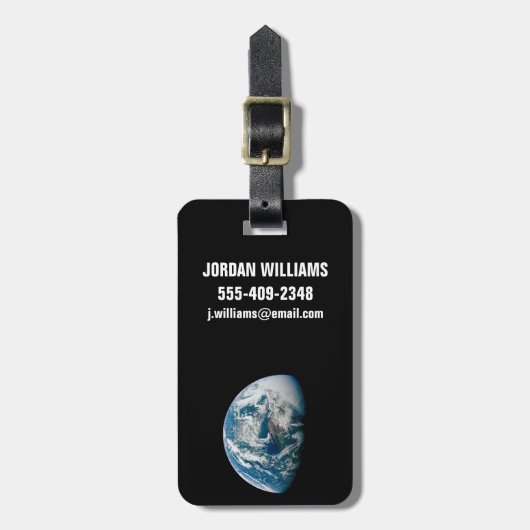 アポロ13号の探査機から取り出された地球。 ラゲッジタグ (正面縦)