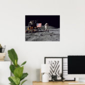 アポロ16人宇宙飛行士サルテスアメリカ国旗 ポスター (ホームオフィス)