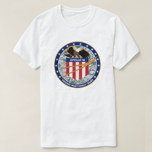 アポロ16号 NASA ミッションパッチ ロゴ Tシャツ (デザイン正面)