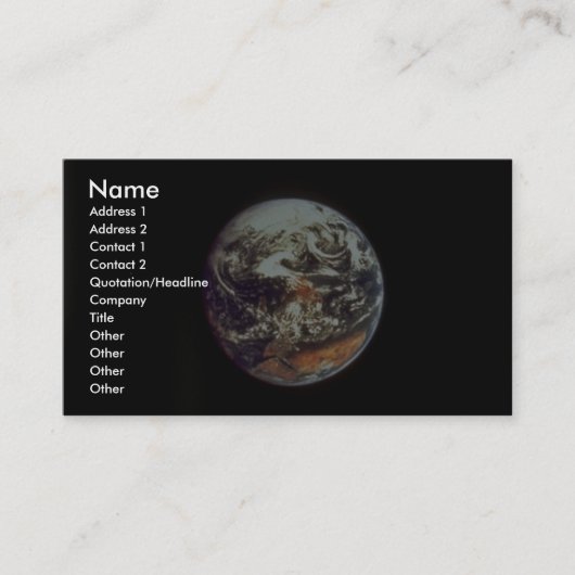 アポロ17から、1972年見られるの地球NASAの礼儀 名刺 (正面)