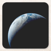 アポロ4ミッションから取り出された三日月地球。 スクエアペーパーコースター (正面)