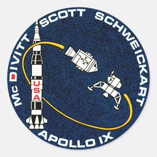 アポロ9号NASAミッションパッチロゴ ラウンドシール (正面)