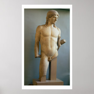 アポロ、ギリシャ語、紀元前のc.480-400の彫像(大理石) ポスター