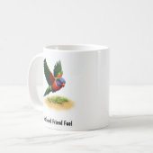 アポ山のヒインコのデジタルペインティング コーヒーマグカップ (正面左)