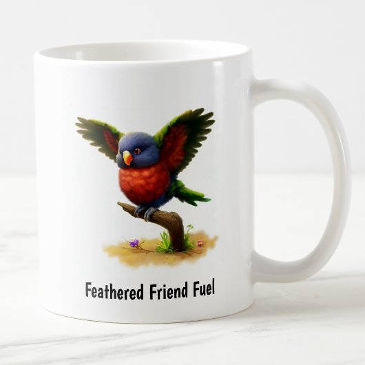 アポ山のヒインコのデジタルペインティング コーヒーマグカップ