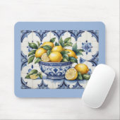 アマイタリアンルフィの青い白いタイルのレモンのボウル マウスパッド (マウス)
