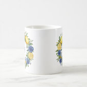 アマイタリアンルフィの青い花とレモン コーヒーマグカップ (中央)