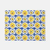 アマイタリアンルフィの青い黄色のタイル ドアマット (正面)