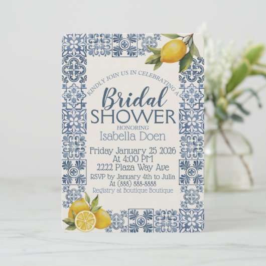 アマイタリアンルフィコーストをテーマにしたカスタムブライダルシャワー シーズンカード (スタンド正面)