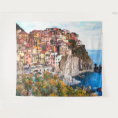 アマイタリアンルフィコーストウォーターカラーアート絵画ズ タペストリー (正面(横))