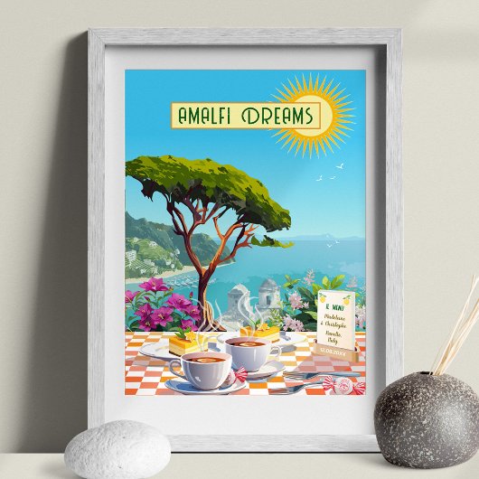 アマイタリアンルフィコースト編集可能バ図解入りの、写真付きのカンス ポスター