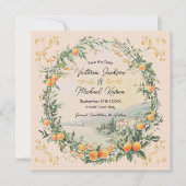 アマイタリアンルフィ沿岸オレンジ色フローラ保存日 招待状 (正面)