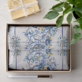 アマイタリアンルフィ海岸タイルブルーとホワイトデコップページ 薄葉紙 (ギフト)