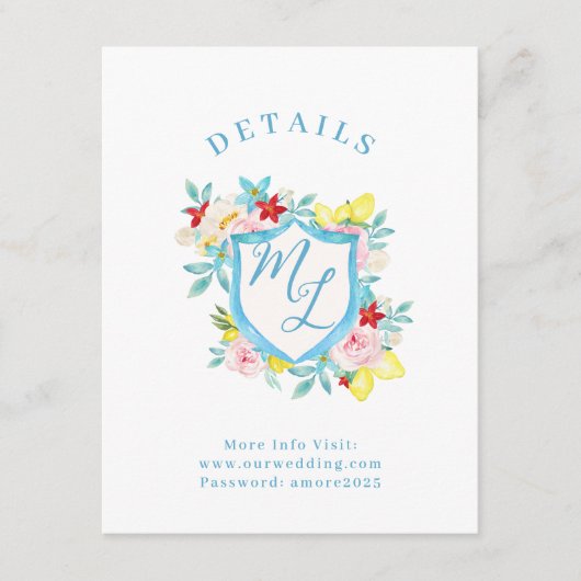 アマイタリアンルフィ結婚モノグラムクレスト エンクロージャーカード (正面)