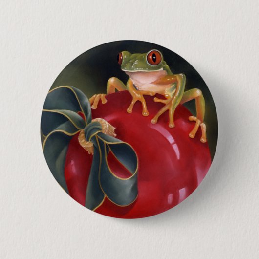 アマガエルの休日ボタン 缶バッジ (正面)