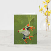 アマガエルの絵画のメッセージカード カード (黄色い花)