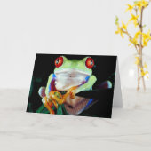 アマガエル カード (黄色い花)