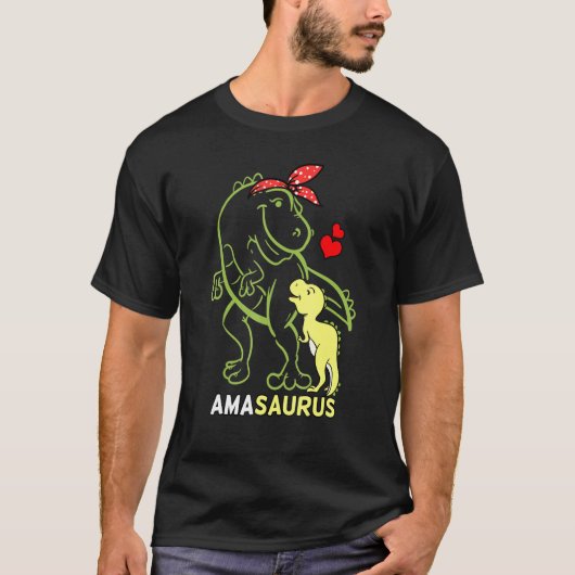 アマサウルスアマティラノサウルス恐竜ベビー Tシャツ (正面)
