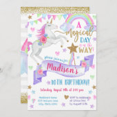 アマジカルデイ絞り染めユニコーン誕生日 招待状 (正面/裏面)
