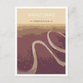 アマゾナスベネズエラアートヴィンテージトラベルイラストレーション ポストカード (正面)